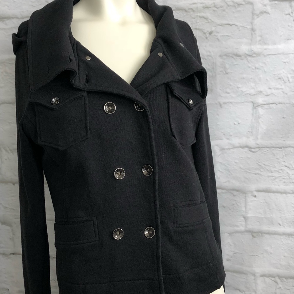 American Rag Black Button Pea Coat Hoodie Size M